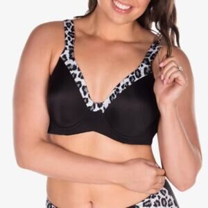 Leading Lady Size 44C Full Coverage Black Leopard Brigitte Underwire T-Shirt Bra